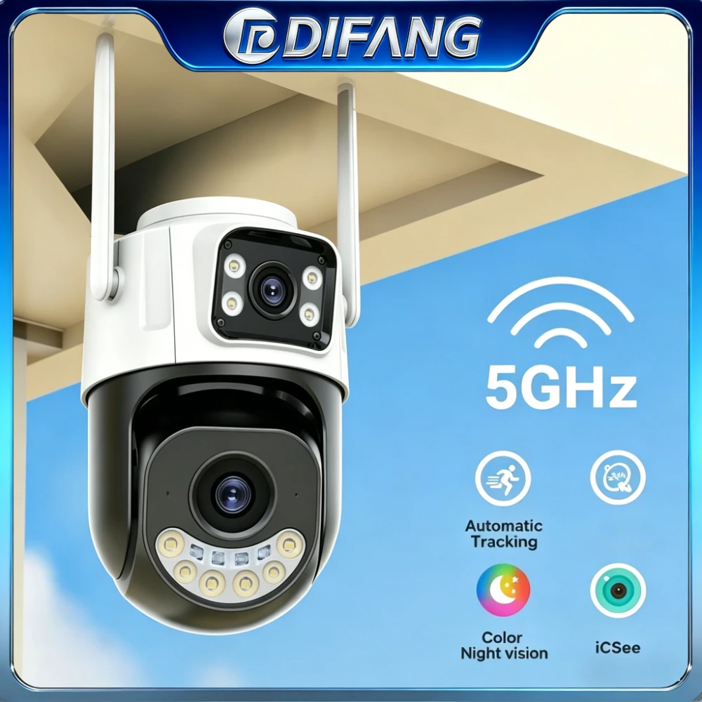 

ICsee 2.4&5GHz Wifi Camera Security Video Surveillance Dual Screen PTZ Camera Motion Auto TrackiNight Vision Security Protection