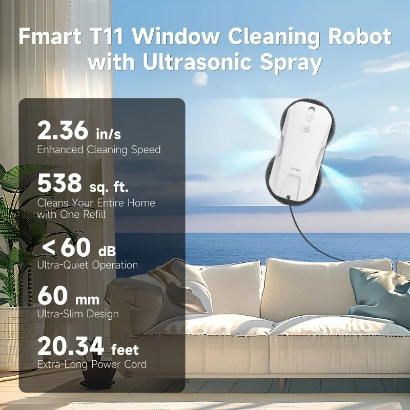 Airo W6 Electric Window Cleaning Robot  750mAh Li-ion Battery Automatic Glass Cleaner with Squeegee for Home