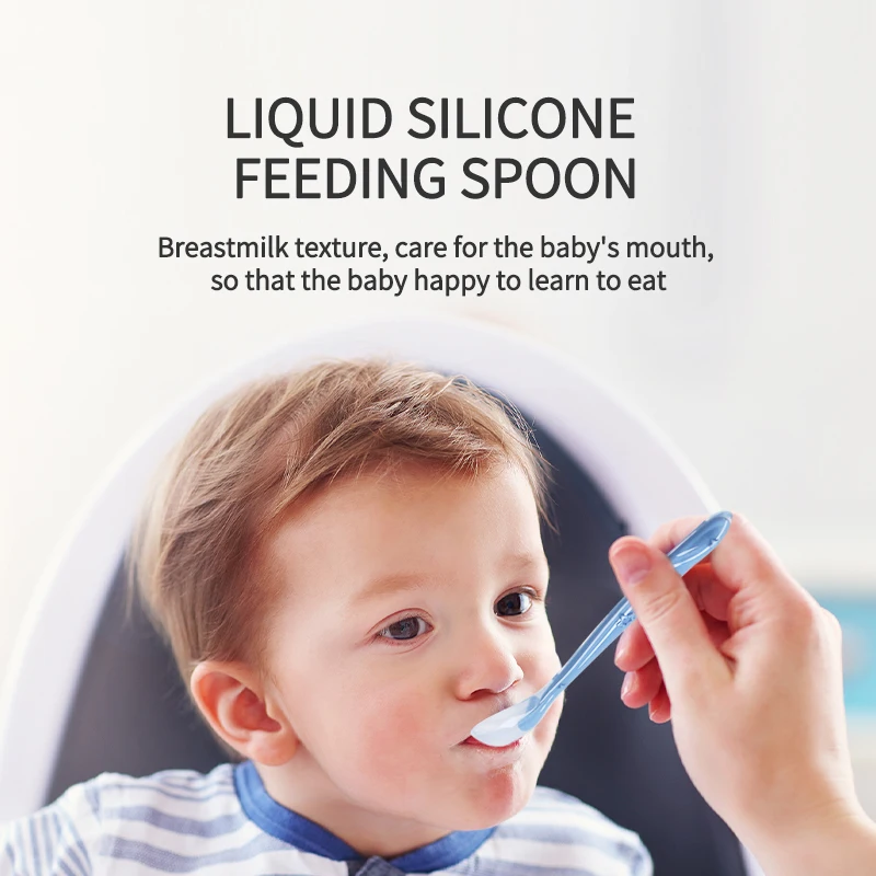 1PC Baby Feeding Spoon Soft Silicone Learning Spoon Kids Training Baby Spoon Temperature Sensing Feeder Tableware