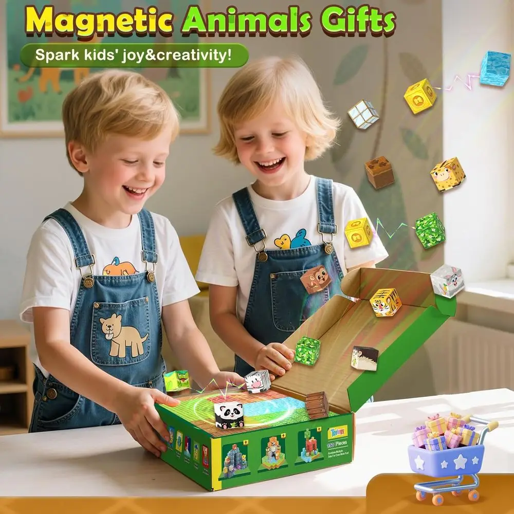 Magnetic Building Blocks - World Animals Edition for Kids, STEM Toys for Ages 3-8, Ideal Gift for Toddlers' Sensory & Constructi