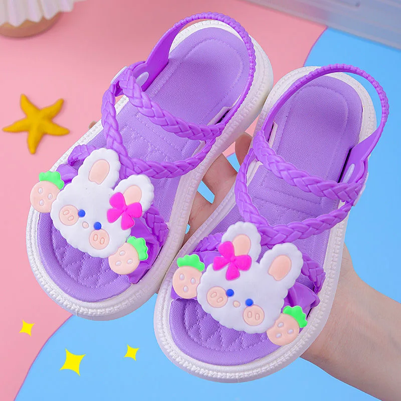 Summer children's sandals soft and fashionable soft soled non slip shoes baby button sandals, children's shoes for girls