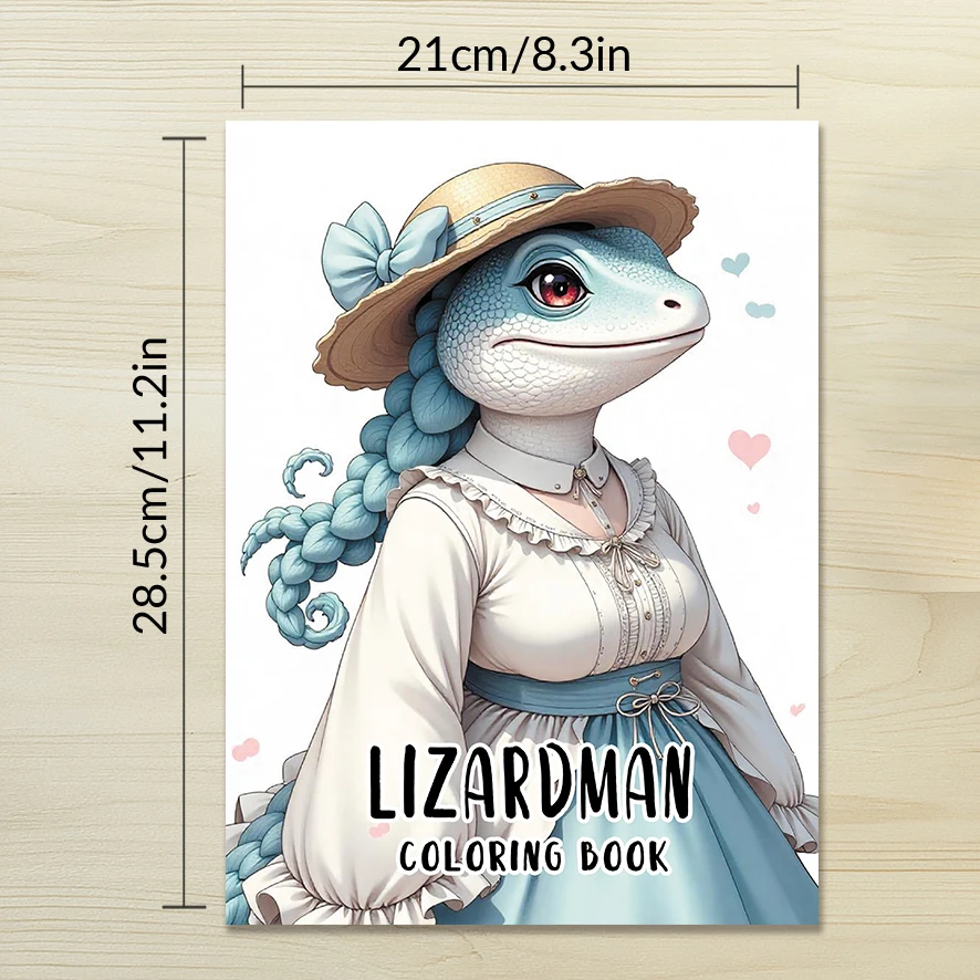 Adult Coloring Book - 8.3x 11.2 Inch 32 Pages Lizard Man Coloring Book - Helps Reduce Stress and Ease Emotions