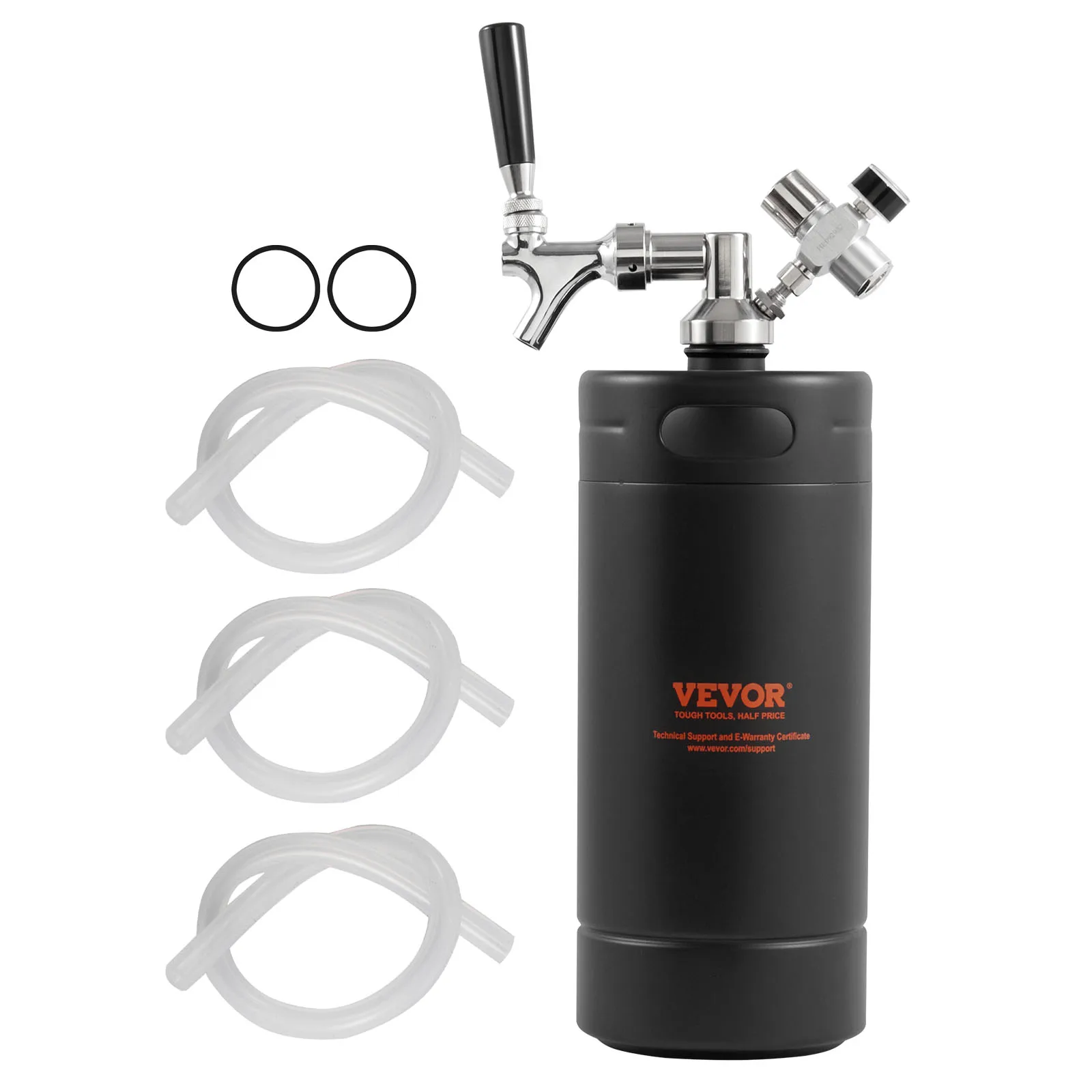 VEVOR Beer Growler Tap System 304 Stainless Steel Pressurized Keg Growler with Pressure Display For Draft Homebrew Craft Beer