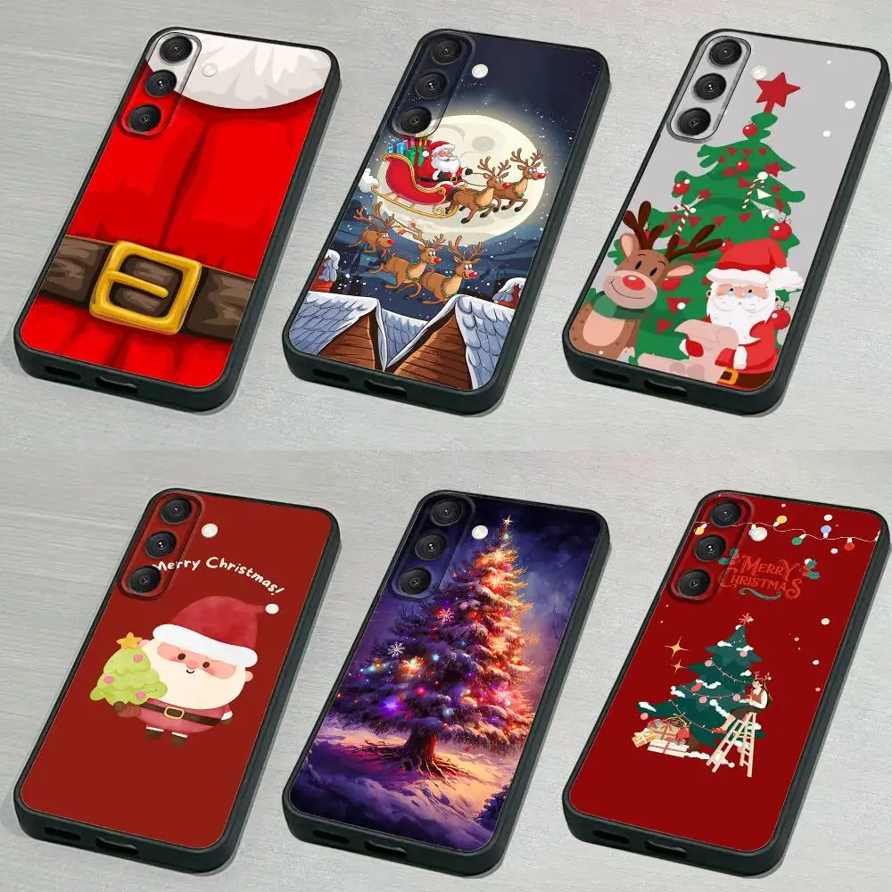 

Santa Claus Christmas Tree Phone Case For Samsung S 25,24,23,22,30,21,10,9,Ultra,Plus,Lite,FE,4,5G Black Soft Case