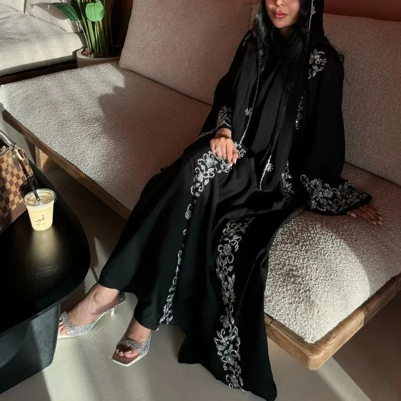 

Abaya for Woman Embroidery Luxury Abaya 2025 Dubai Abaya Women Muslim Dress Embroidered Nail Beads ( Hjiab+Abaya + Inner Dress )
