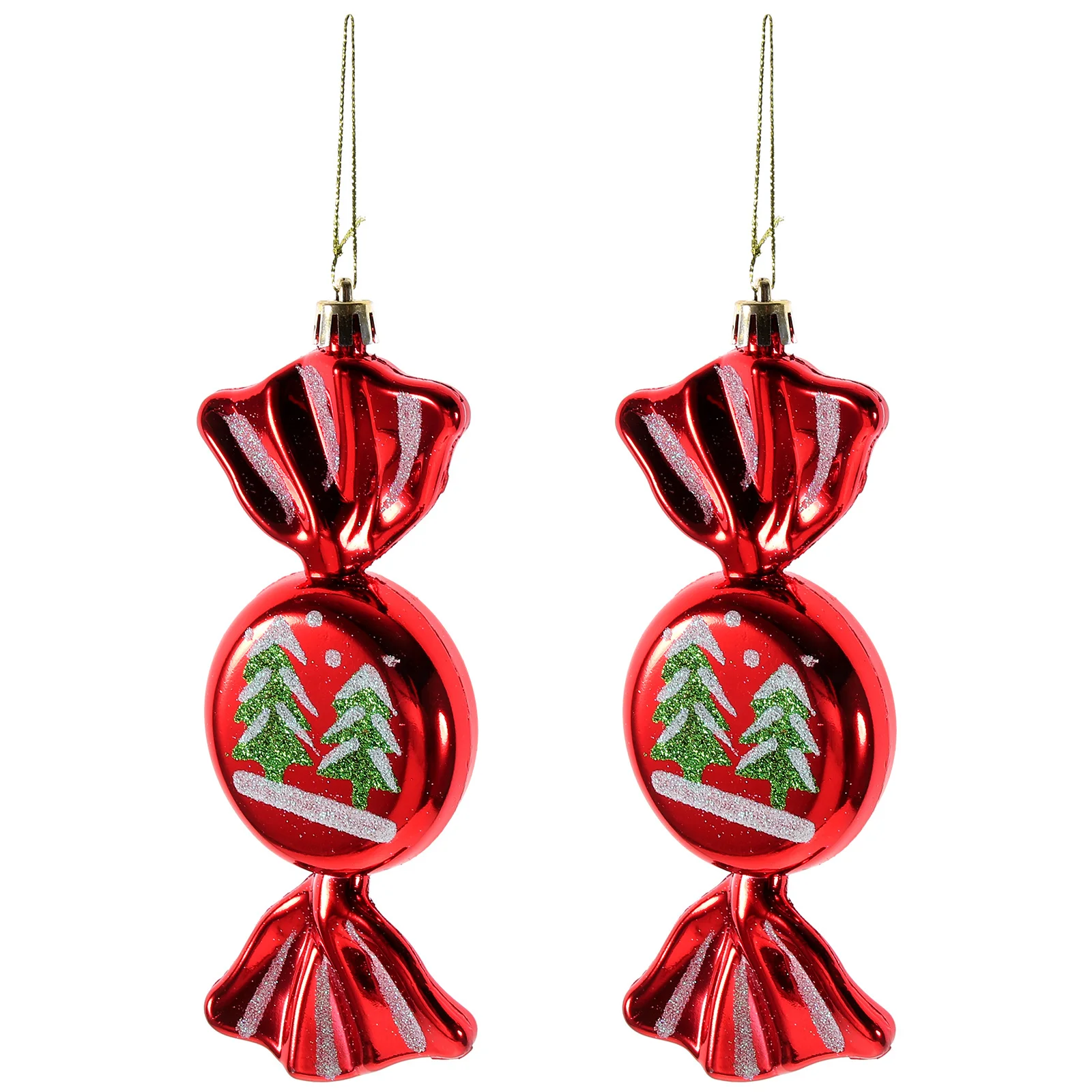 

2Pcs Christmas Candy Pendant Hanging Ornaments for Tree Mantel Wall Xmas Decorations Holiday Party Decor Candy Prop