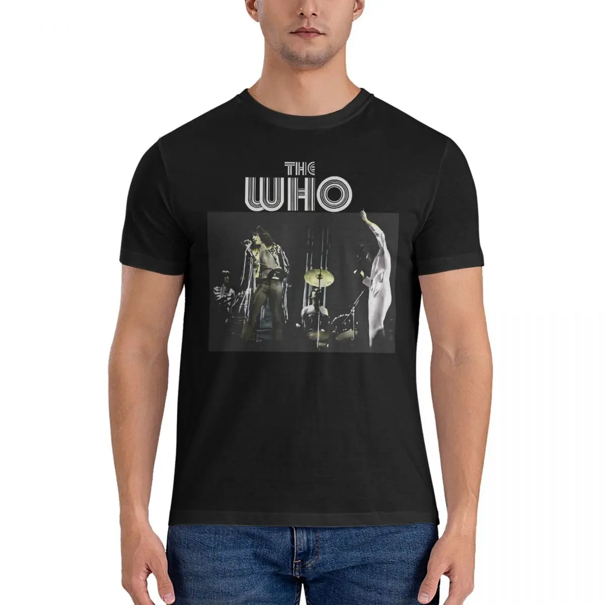 The What T-Shirt for Men The Who Vintage Cotton Tees Crewneck Short Sleeve T Shirts Graphic Printed Tops