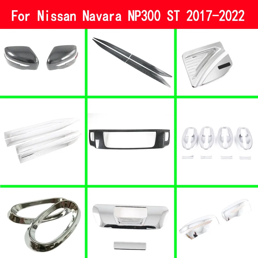 

For Nissan Navara NP300 ST 2017 2018 2019-2022 Mirror Rearview Door Body Grill Front Fog Light Strip Trim Cover Handle Bowl Fuel