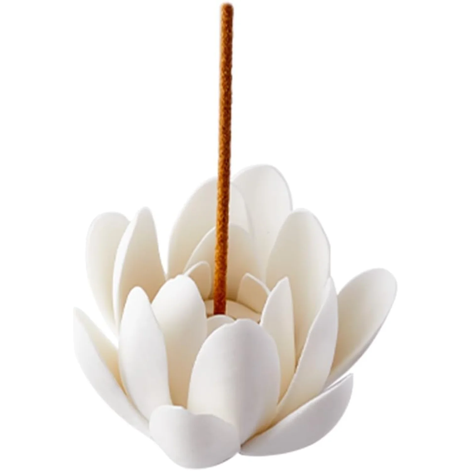 Ceramic White Lotus  Burner Flower   Sticks Holder Handmade Porcelain Petals Style Coil Base  Stand for  Living Room  Fragrance