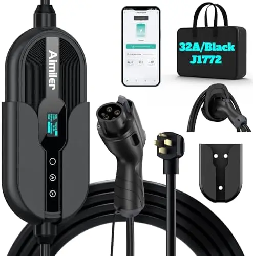 

Level 2 EV Charger 32A 25ft ETL Certified NEMA 14-50P J1772 Portable Charging Station with Wi-Fi App