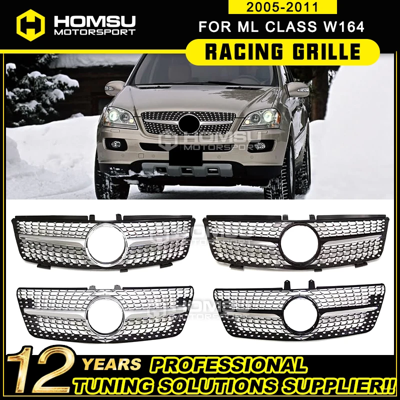 

2005 2008 2011 Front Bumper for ML Class W164 Diamond Grille Front Bumper Racing Car Styling For ML Class W164 Diamond grille