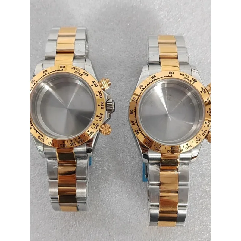 إكسسوارات الساعة المعدلة مناسبة لـ VK63: علبة ذهبية ثنائية اللون مقاس 39 مم + حزام ذهبي بلونين، مناسب لـ VK63 #2