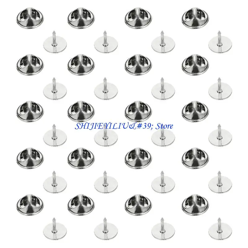 E21F Pack Of 20 Stainless Steel Round Flat Badge Backings For Pins And Medals