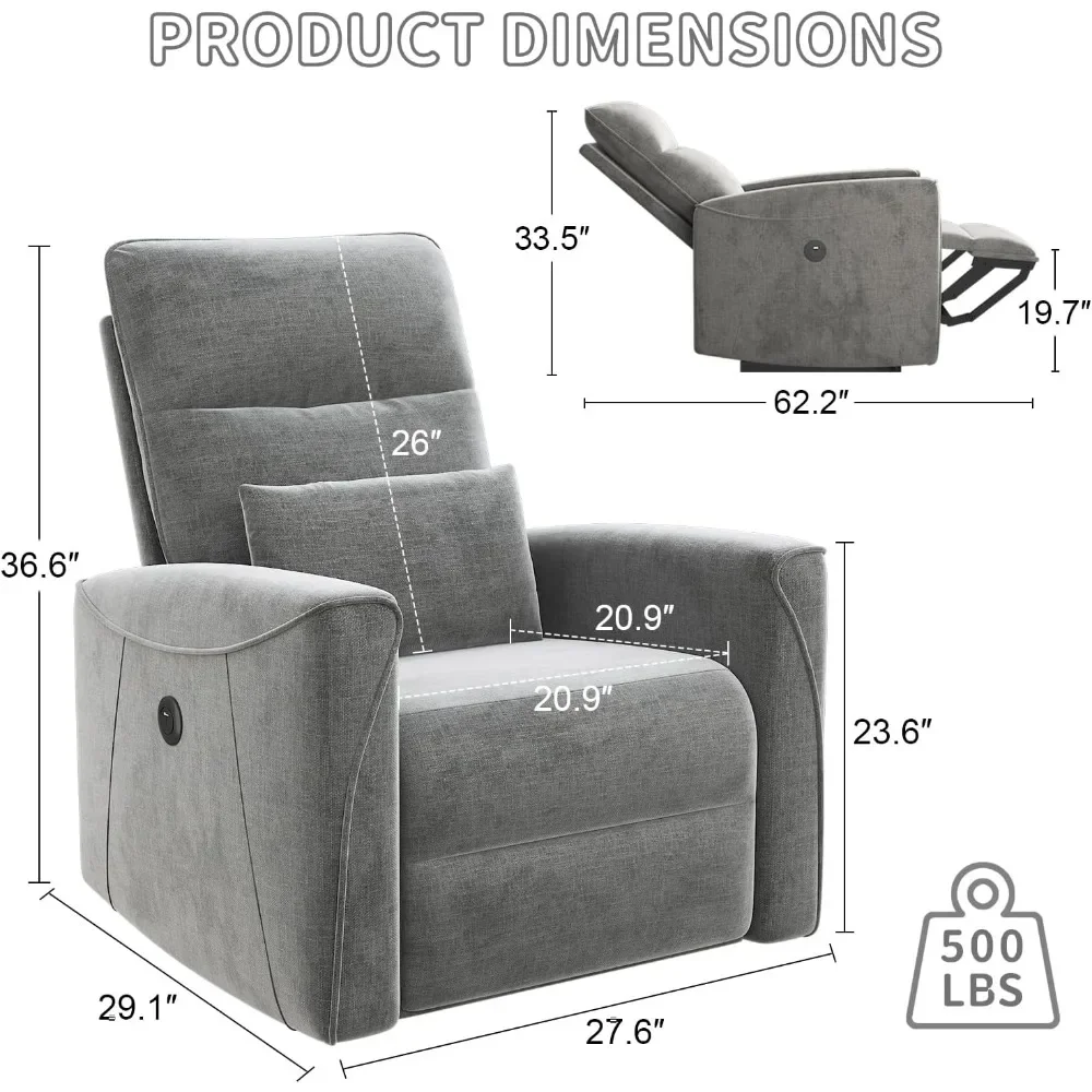 Reclining Sofas Power Recliner Chair for Adults Reclining Sofa Chair Adjustable Home Seating Lounge