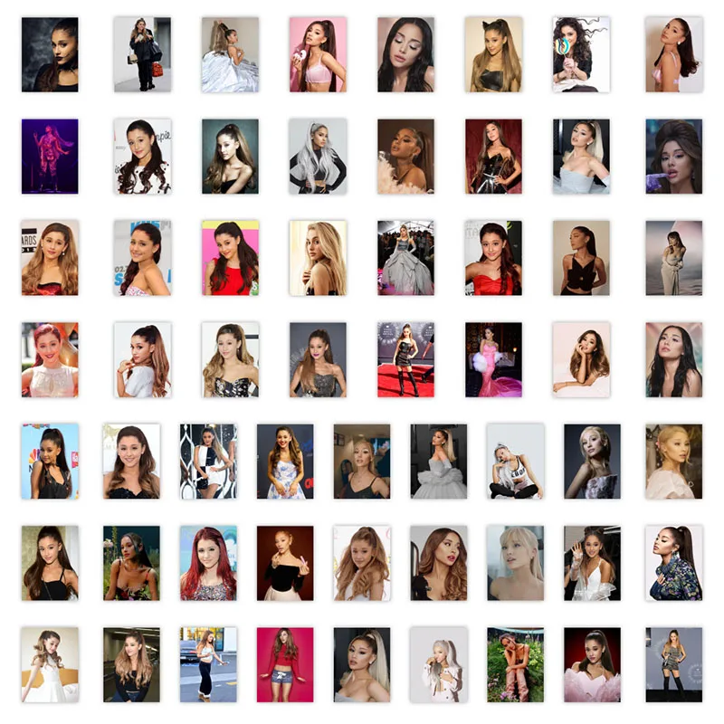 63 قطعة ملصقات المغني أريانا غراندي وسادة جذع الثلاجة مقاوم للماء أنيمي ملصقات أنيمي الشكل صورة اللعب ملصق هدية