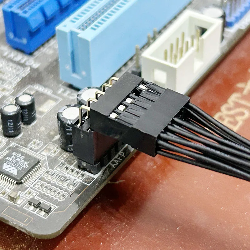 HD AUDIO 9P Computer Motherboard 9-pin straight-ended elbow extension cord 9-pin female to male one split and two wires