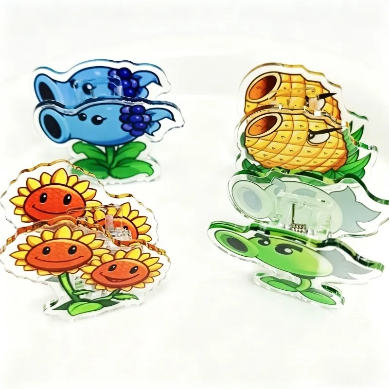 6PCS Plants Vs. Zombies Cartoon Anime Game Peripheral Acrylic PP Clip Cute Note Clip File Book Clip for Test Papers Documents - view 3