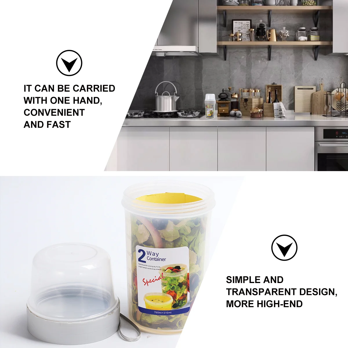 

1Pcs Portable Lunch Box Double-Layer Heat Preservation Large Capacity Leakproof Bento Box for Office School Food Container