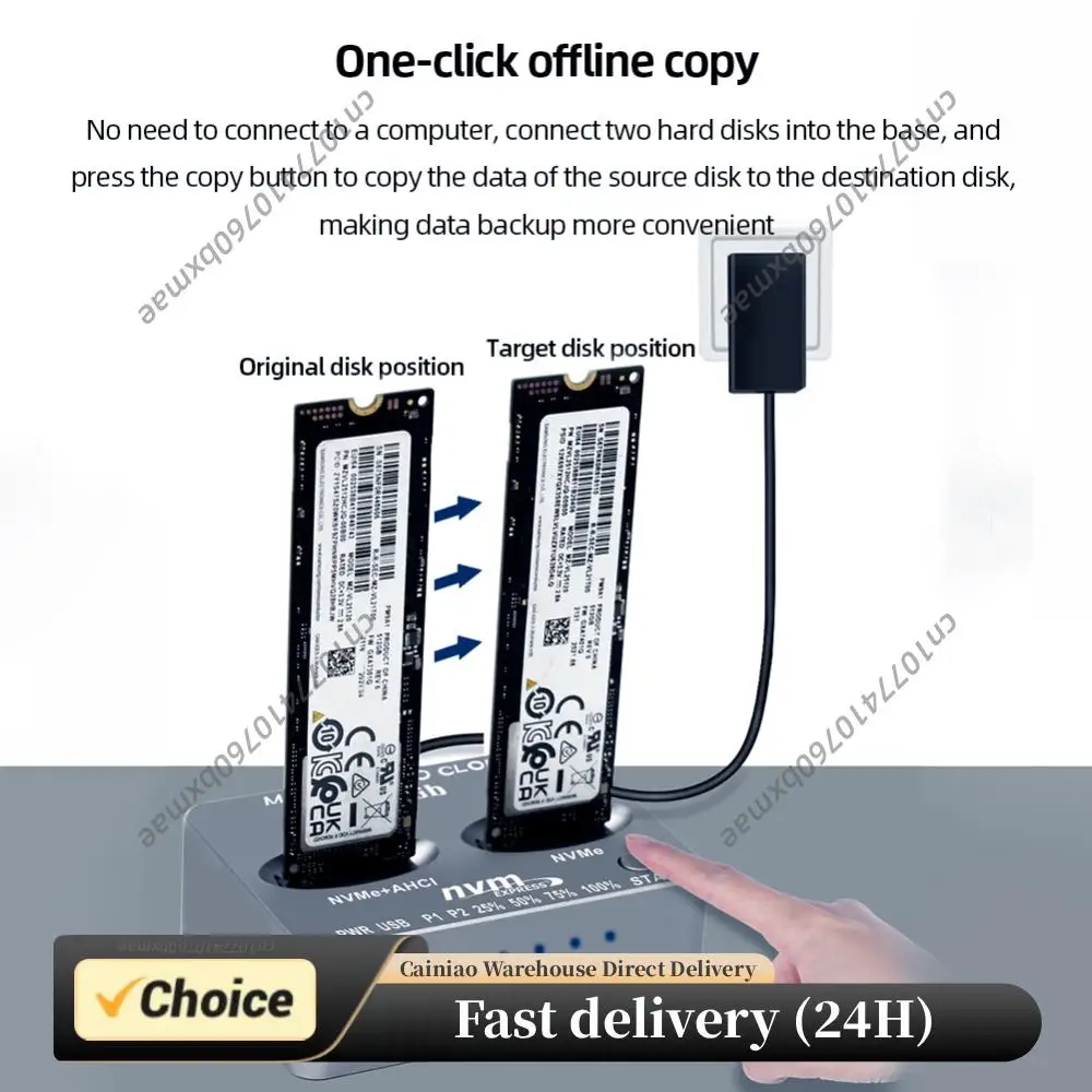 Dual-Bay M.2 NVME SSD Clone USB3.2 Type C NVME Docking Station M.2 M.3 NVME PCI-E External Hard Disk Box for M2 SSD M Key SSD