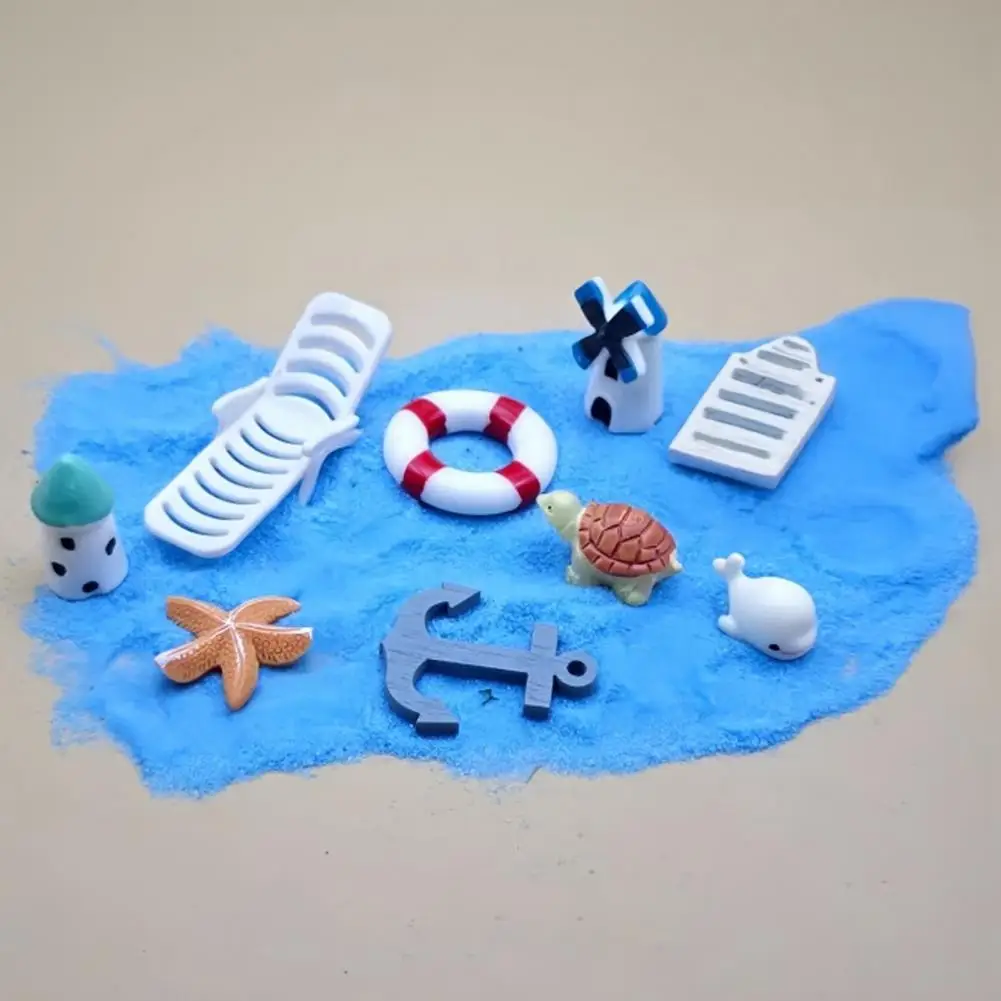 Micro Landscape Micro Landscape Ornaments Set Beach Miniature Decorations with Boat Chair Umbrella Palm Tree for Succulent