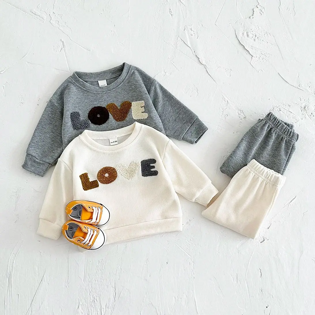 Ins Baby Sets Newborn Baby Boys Girls Casual Tops Sweater + Loose Trouser 2pcs Infant Baby Clothing Outfits 0-3Y