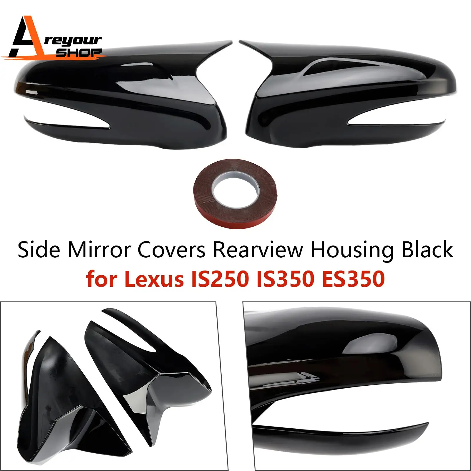 

Чехлы на боковые зеркала, корпус заднего вида, черный для Lexus IS250 IS350 ES350