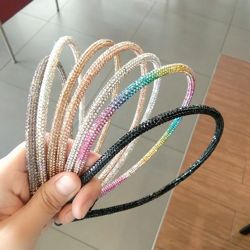 

Fashion Sparkly Rhinestone Hairbands Thin Crystal Headbands For Party Wedding Gold Silver Metal Hair Hoops Y2K Hair Accessories