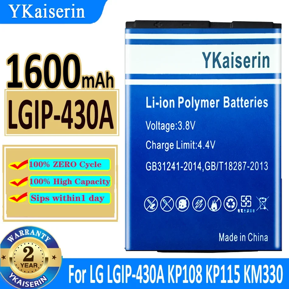 YKaiserin LGIP-430A Battery for LG KP108 KP115 KM330 KD876 Mobile Phone Batteries + Track NO Warranty 2 Years