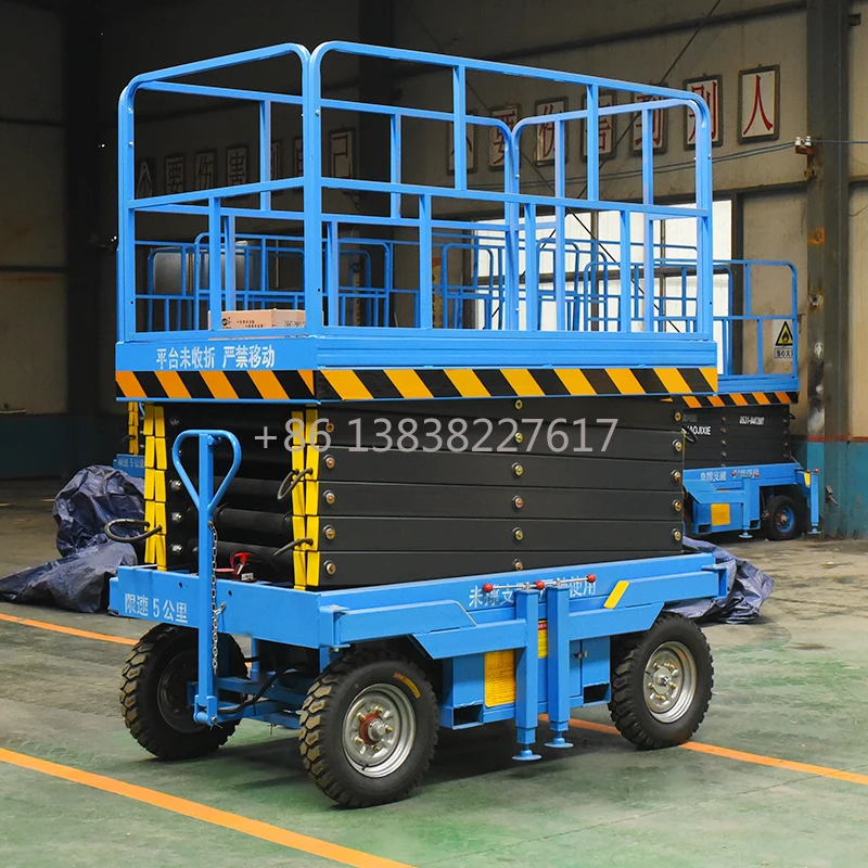 6m-12m Movable Scissor Lift Hydraulic Aerial Platform Solid Rubber Tires Corrosion-resistant Highly Durable view 4