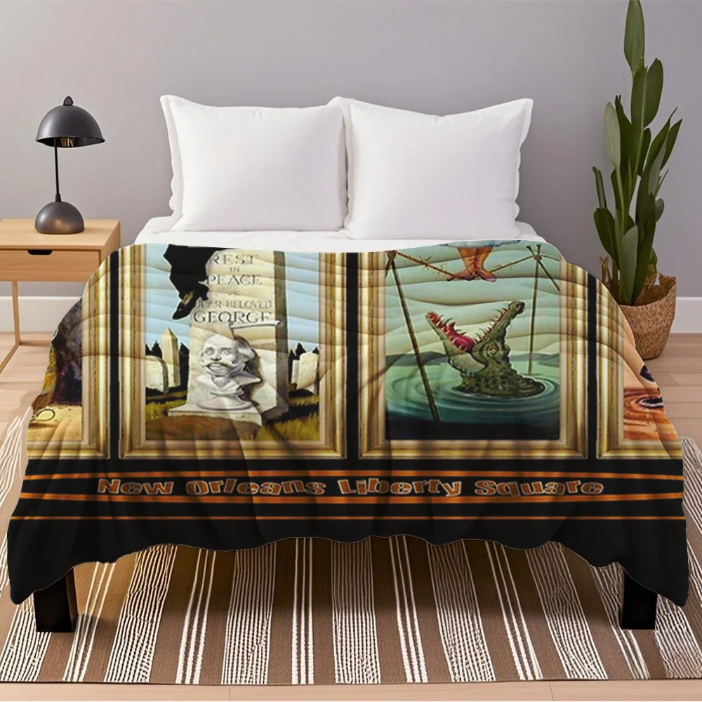 

Coastal Nautical Year-round Use Flannel Bed Blanket Haunted Mansion Vintage Premium Bedding Faux Fur Throw Odor-resistant