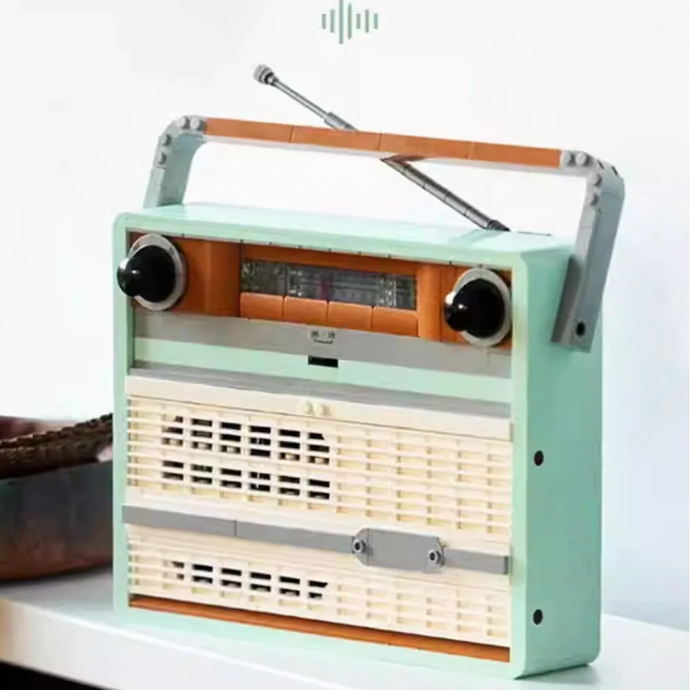 MOC 10334 Retro Radio Model Building Blocks 1970s transistor Radio Music Home Decor Bricks Toy For Children Christmas Gifts