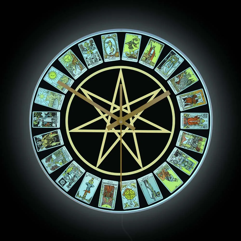 

Fairy Star Tarot Circle LED Neon Sign Lighted Clock For Game Room Wizardry Fae Feri Wiccan Elven Star Home Decor Luminous Clock