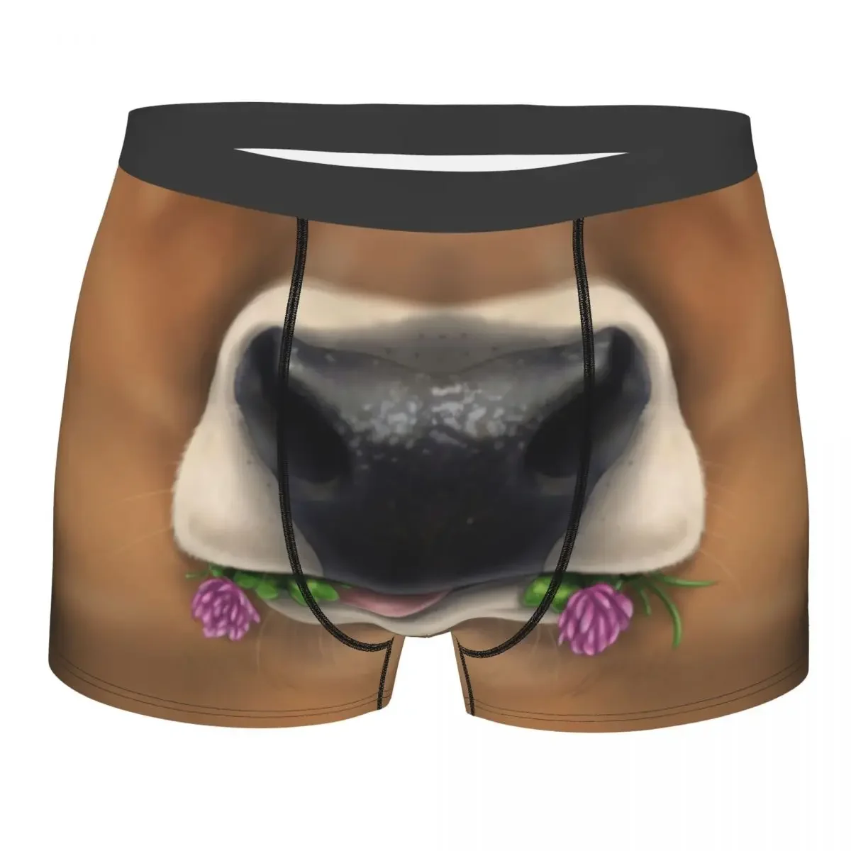 Custom Dairy Cow With Flower Boxers Shorts Men Farm Animal Farmer Briefs Underwear Funny Underpants