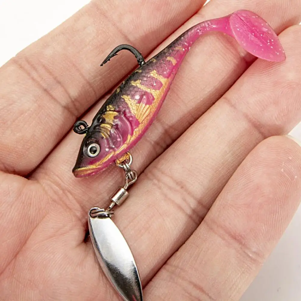 Fishing Bait  Effective Soft Texture Bright Color  6cm Sequins Soft T Tail Bait Angling Tool