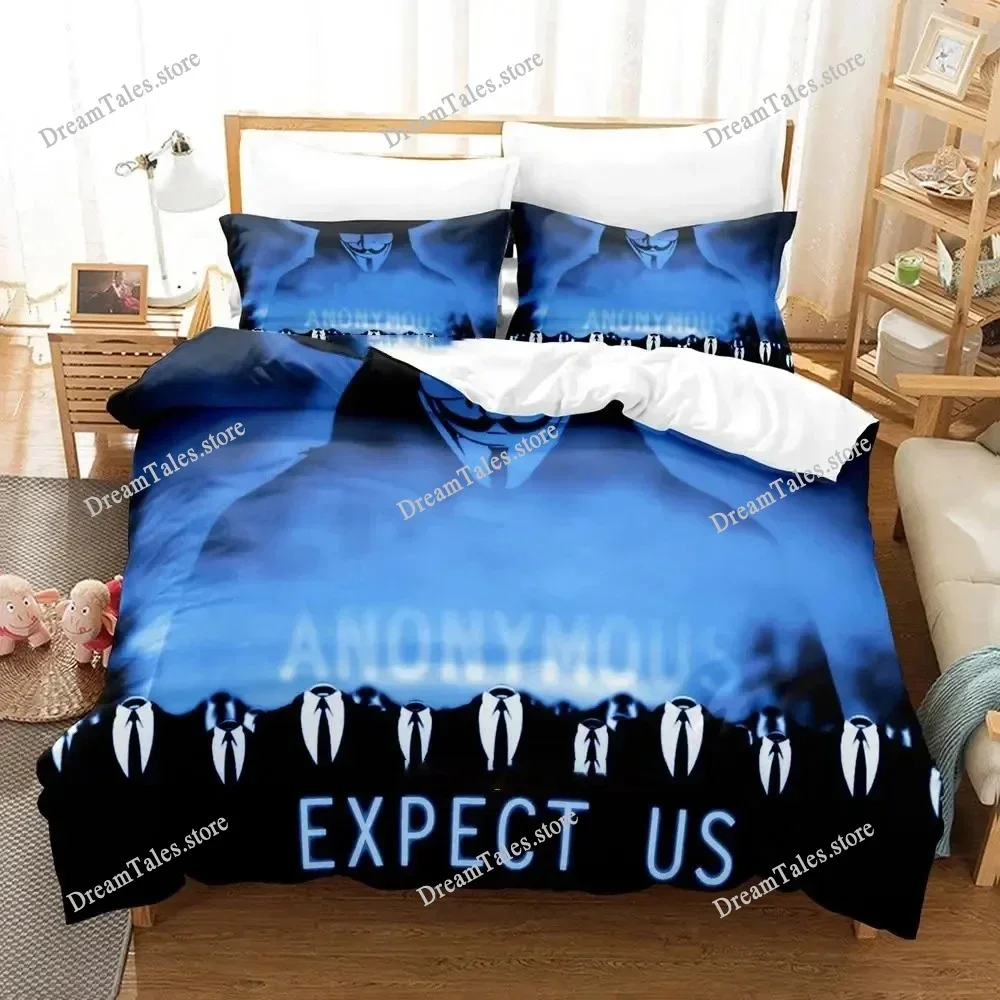 

3D Print Technology Anonymous Bedding Set Boys Girls Twin Queen King Size Duvet Cover Pillowcase Bed Boys Adult Home Textile