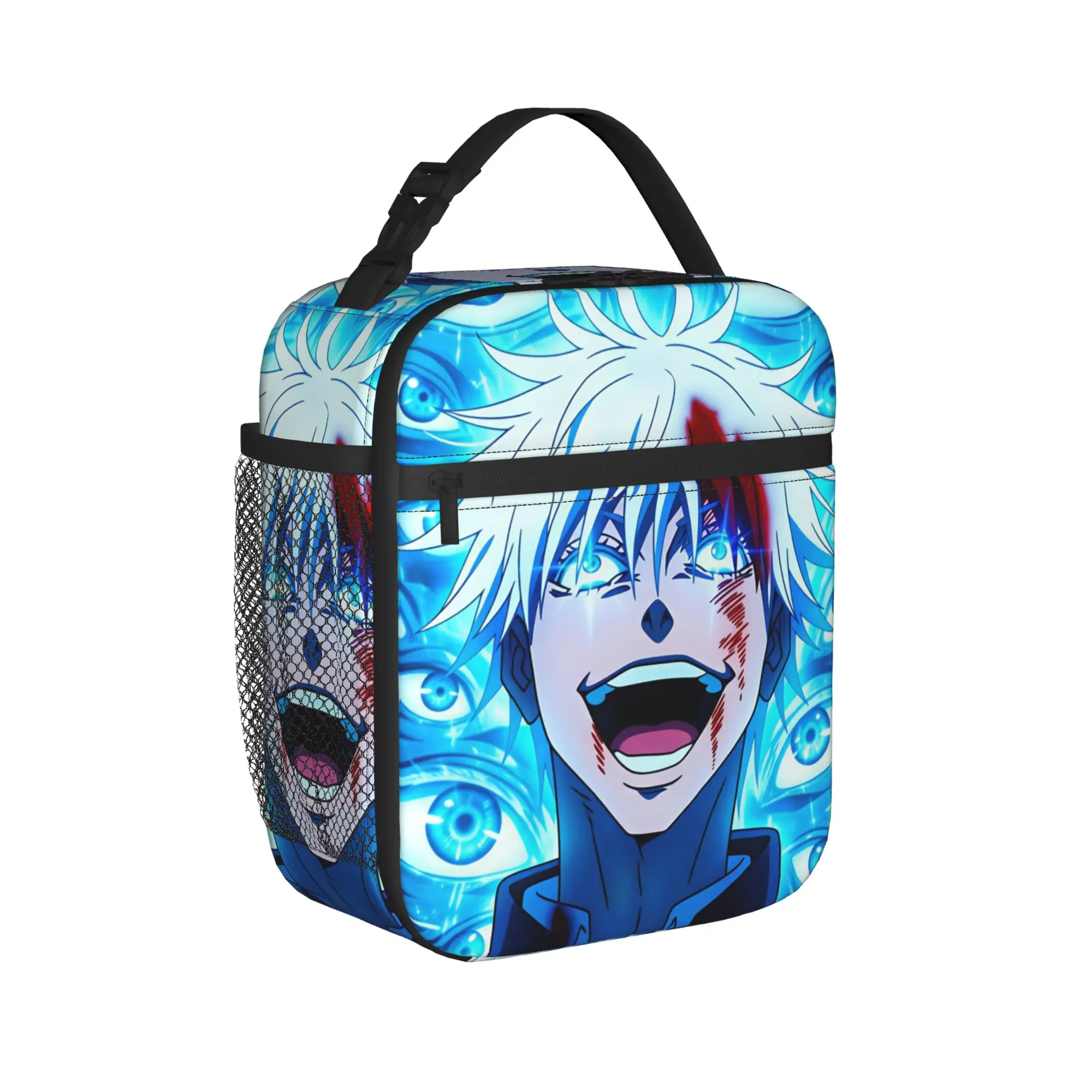 Satoru Gojo Comic Animation Lunch Bag Picnic Lunch Box For Men Aesthetic Thermal Lunch Bags Waterproof Portable Cooler Bag