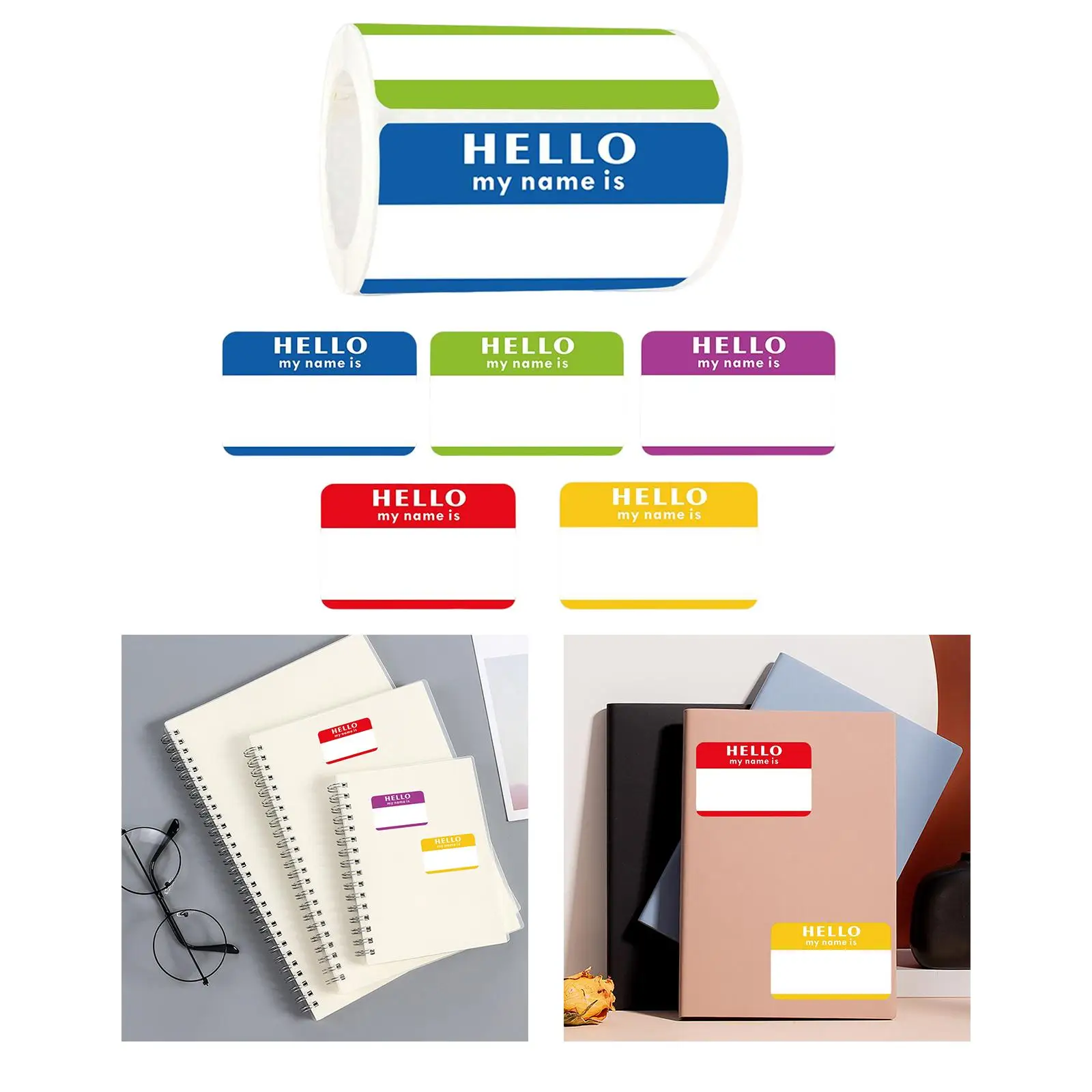 Plain Name Tags Sticker Labels Organizer Sticky Self 300 Labels Colorful for Stationery Notebook Embellishment Classroom Mailing