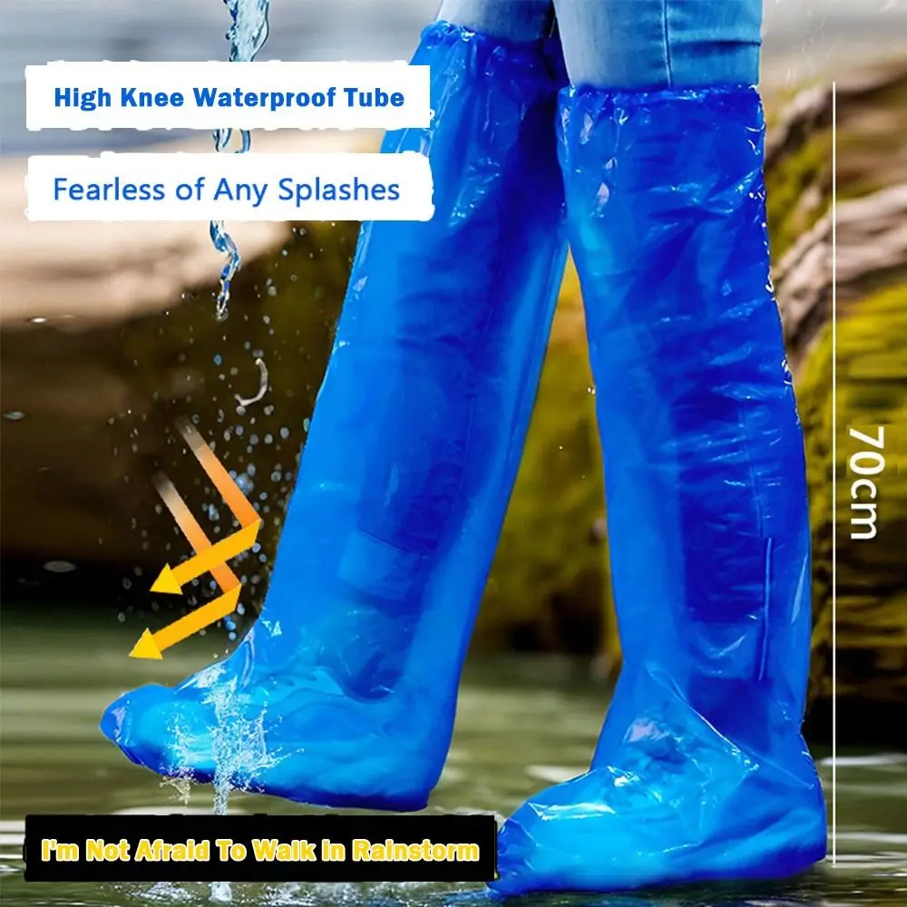 5pairs Transparent Disposable Rain Boot Covers Thickened Waterproof Foot Wrap Rainpants Oil Resistant Non-slip