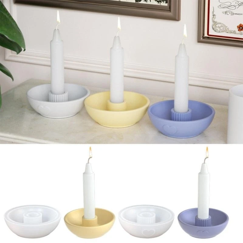 E8BD Bowl Silicone Molds for Epoxy Resin Pillar Holder Gypsum Decoration Silicones Candlestick Molds for Candle Stand