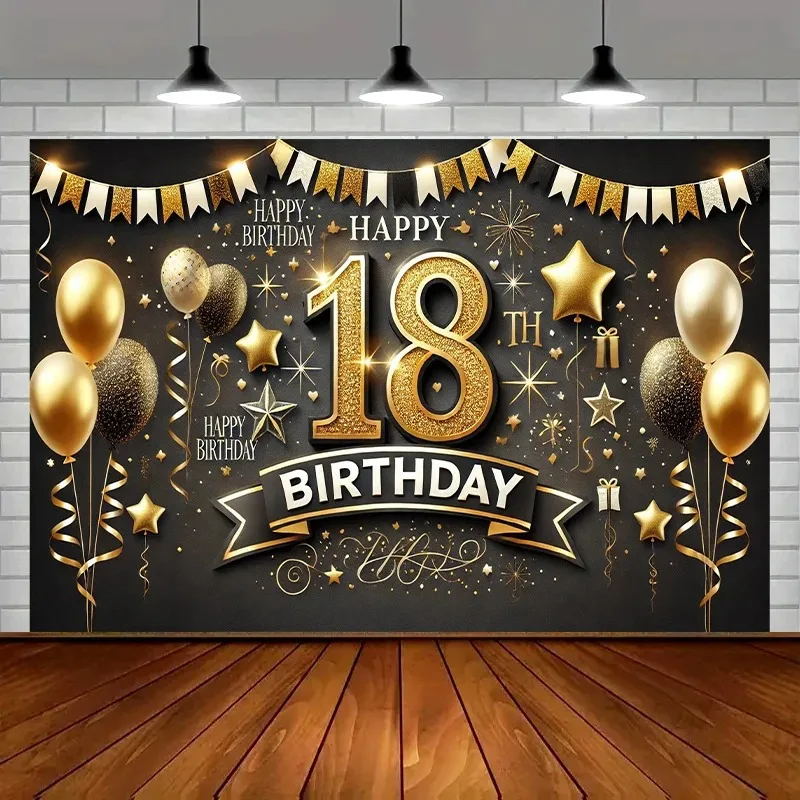Banner zum 18. Geburtstag - Luxuriöser bunter Hintergrund - Multifunktionale Dekoration für Feiern im Innen- und Außenbereich
