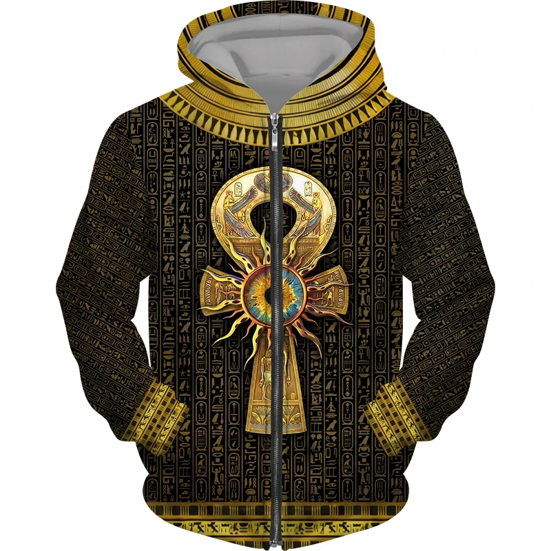 Ancient Egypt Eye of Horus God 3d Print Zipper Sweatshirts Men Women Hooded Oversized Hoodie Kids Zip Up Sweatshirts Tracksuits