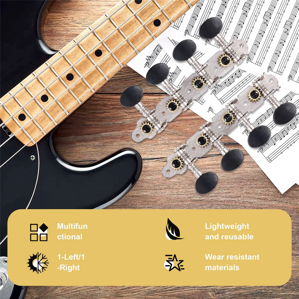 SMIEA 4L4R Mandolin Tuning Pegs Machine Heads String Tuning Pegs for 8 Strings Mandolin Instruments Accessory