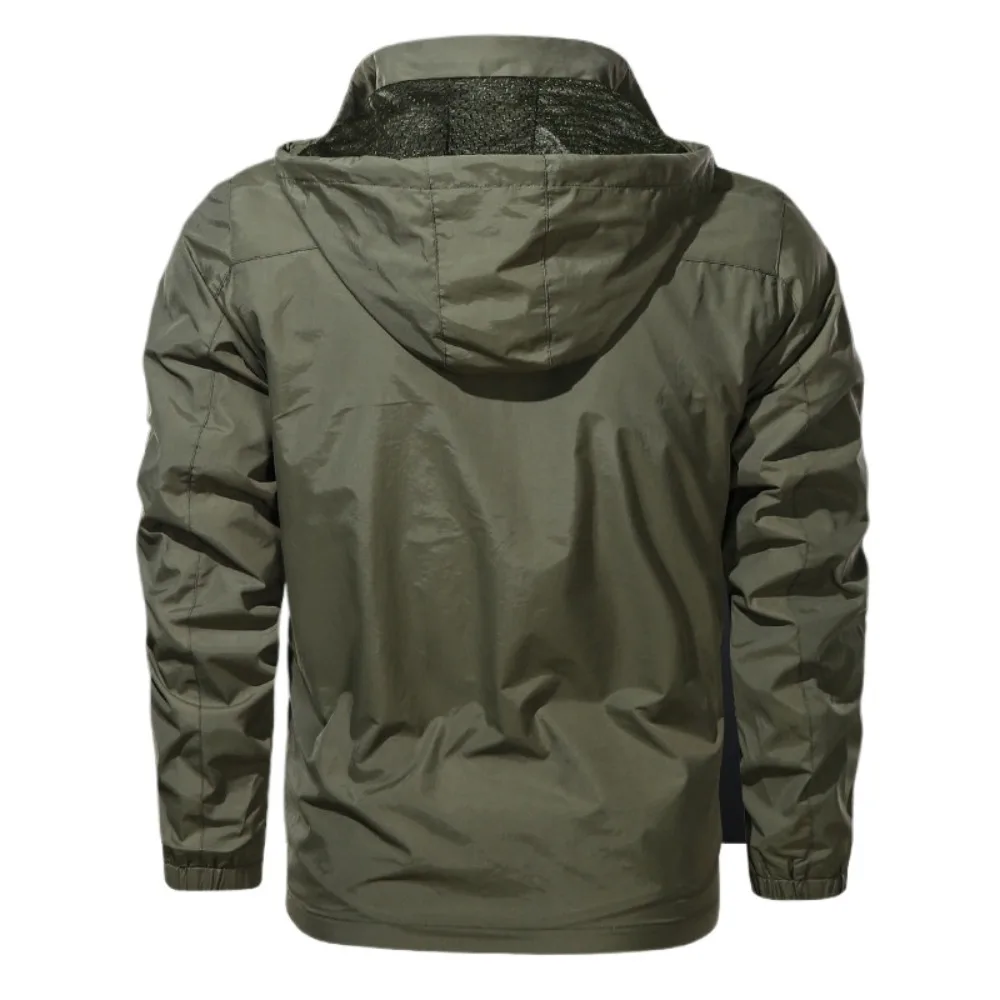 Windbreaker Men Tactical Jacket Waterproof Outdoor Hooded Coat Sports Military Field Climbing Thin Outwear Streetwear Coat