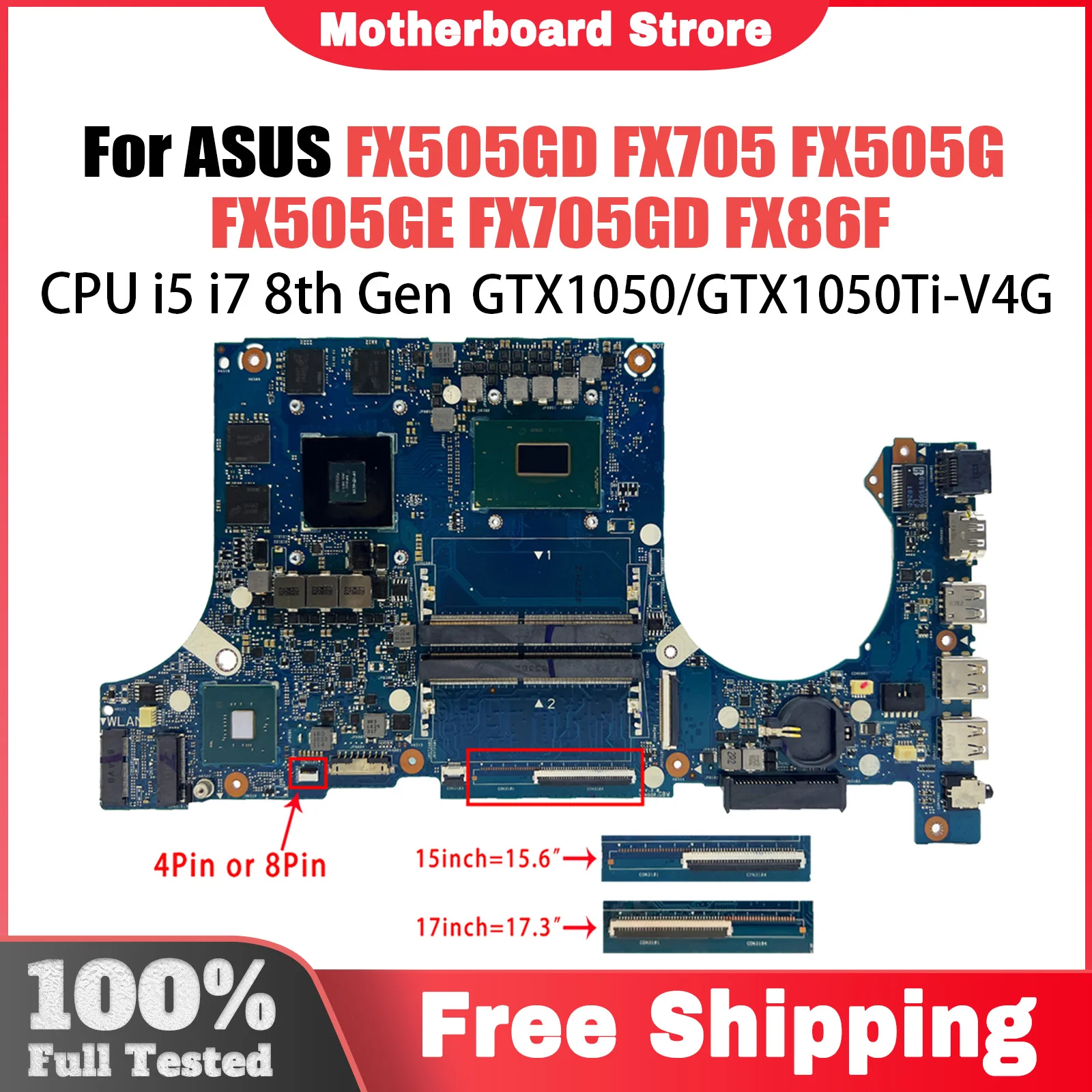 Материнская плата FX505GD для ASUS FX705 FX505G FX505GE FX705GD FX86F, материнская плата для ноутбука i5-8300H i7-8750H, процессор GTX1050 GTX1050Ti