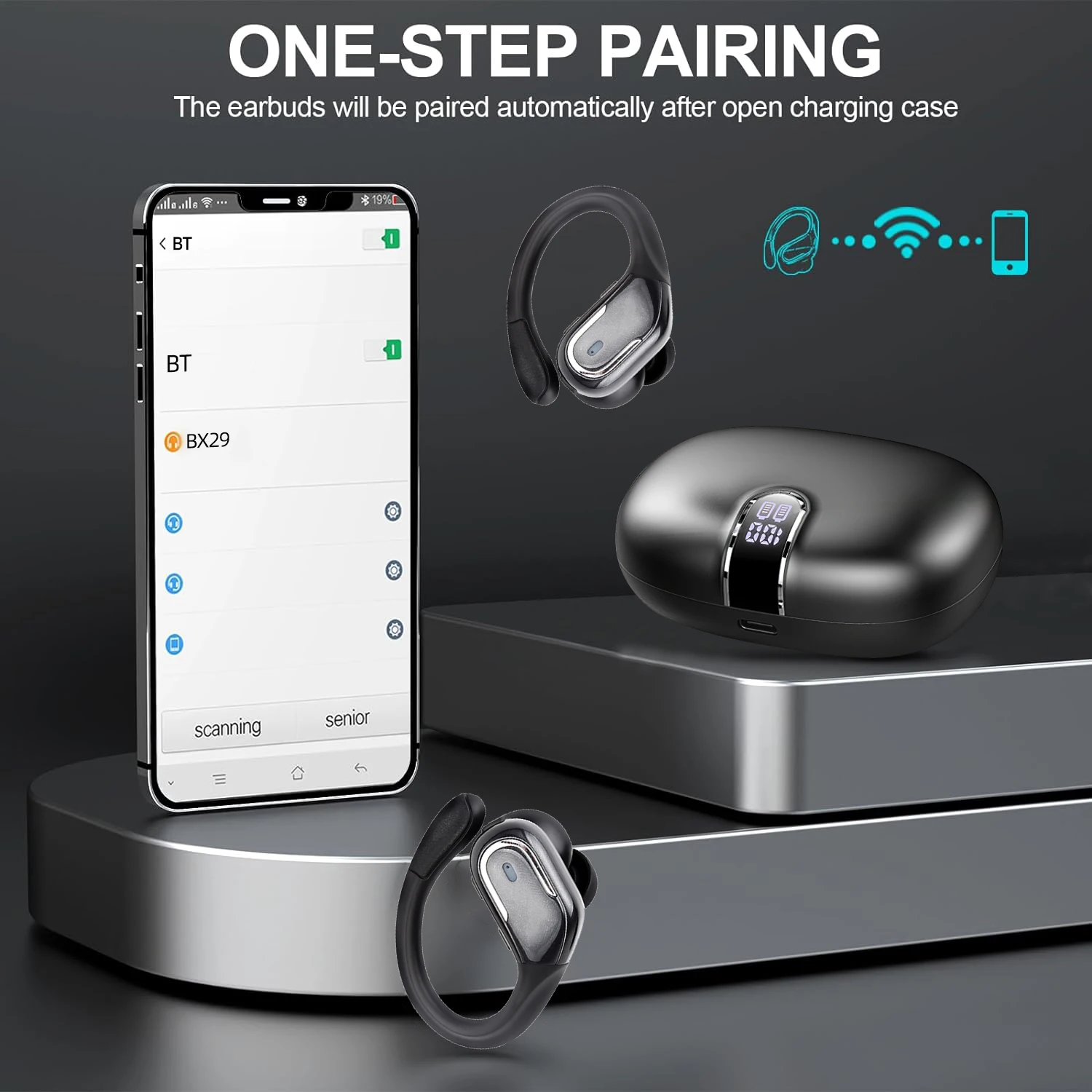 سماعات رأس لاسلكية داخل الأذن مع شاشة عرض LED سماعات أذن للركض والرياضة وسماعات أذن ، وسماعات أذن ، وصوت جهير خالص ، جديد