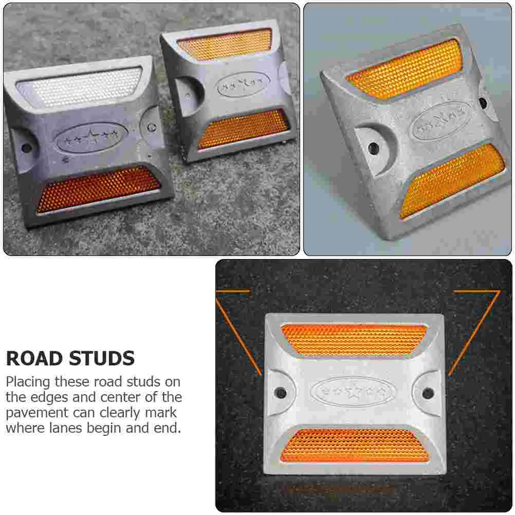 2 Pcs Reflective Casting Flashing Security Accessories Road Reflectors Aluminum Alloy Driveway Marker Roadside Markers