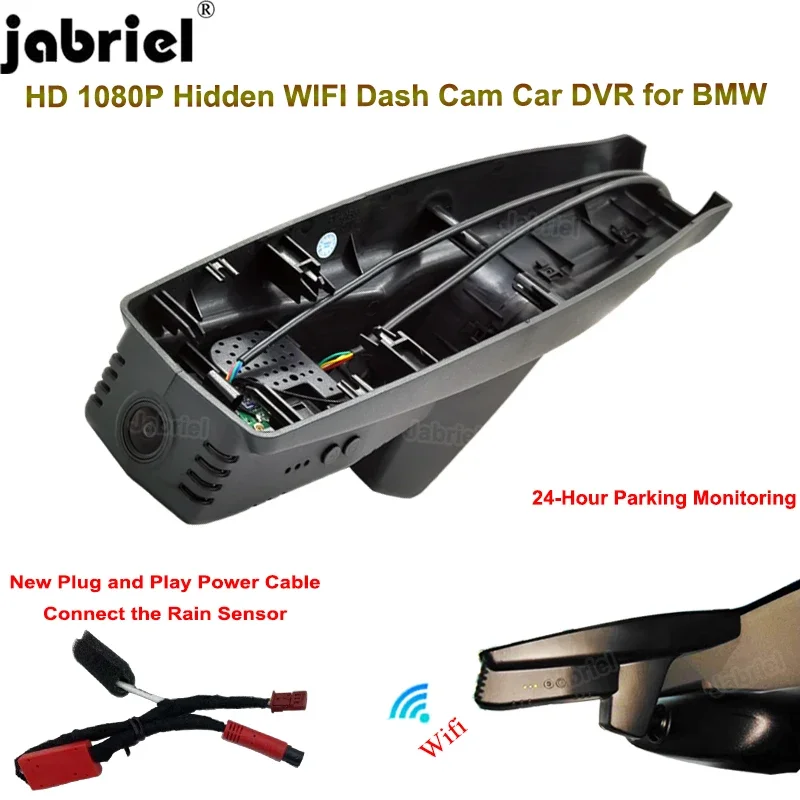 Jabriel For BMW I3 I01 2013 2014 2015 2016 2017 2018 2019 2020 2021 2022 HD 1080P Wifi 24H Dash Cam Plug and Play Car DVR 26cm