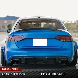 Carbob Fiber Car Rear Bumper Diffuser Lip Spoiler Lower Lip Spoiler Valance Protector for Audi S4 B8 2008-2012 With Brake Light