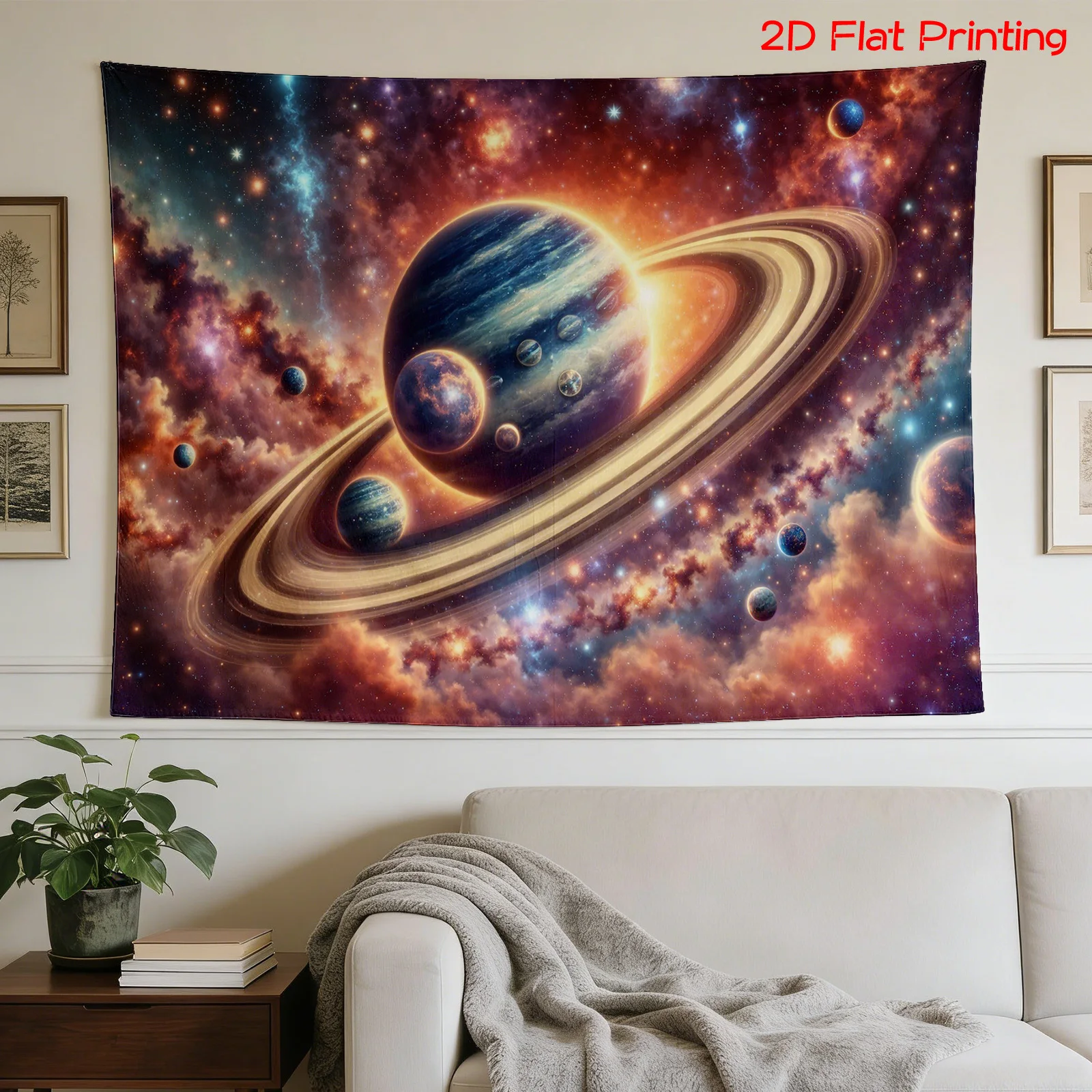 Cosmic Nebula Galaxy Tapestry Space Universe Planet Saturn Wall Art Decor Hanging Decoration Large 180x320cm