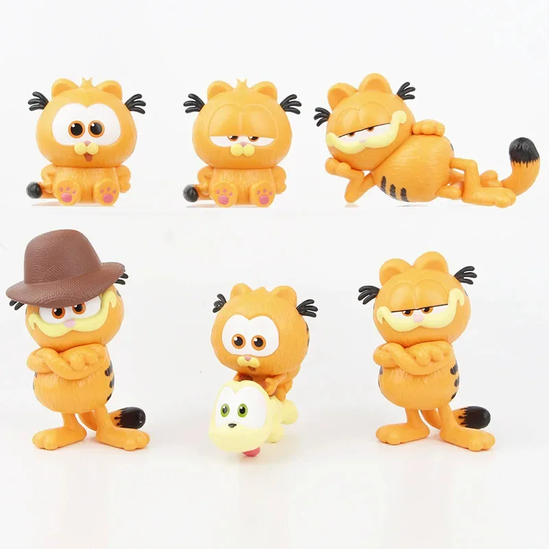 Popular cartoon 6Pcs/set Garfields Mini Figures Cartoon Cat PVC Model Toys Cute Desktop Ornament Collectible Toy Gift for Fans